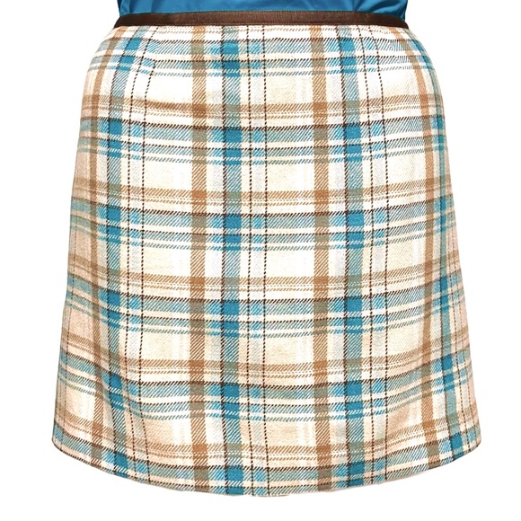 Vineyard Vines Plaid Skirt Wool Blend Womens SZ 14 Mini Pencil Preppy Twee Blue - Picture 2 of 7